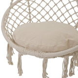 Hammock Chair Macrame Swing with Cushion and Hanging Hardware Kits