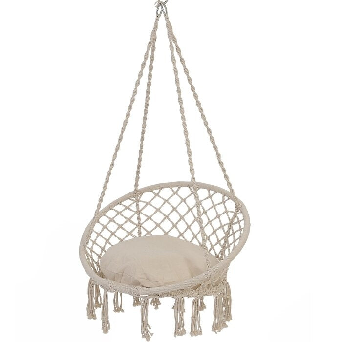 Hammock Chair Macrame Swing with Cushion and Hanging Hardware Kits
