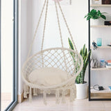 Hammock Chair Macrame Swing with Cushion and Hanging Hardware Kits
