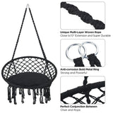 Hammock Chair Macrame Swing with Cushion and Hanging Hardware Kits
