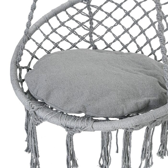 Hammock Chair Macrame Swing with Cushion and Hanging Hardware Kits