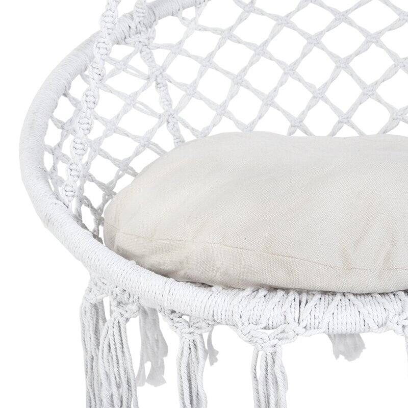 Hammock Chair Macrame Swing with Cushion and Hanging Hardware Kits