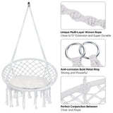 Hammock Chair Macrame Swing with Cushion and Hanging Hardware Kits