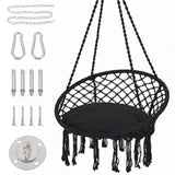 Hammock Chair Macrame Swing with Cushion and Hanging Hardware Kits