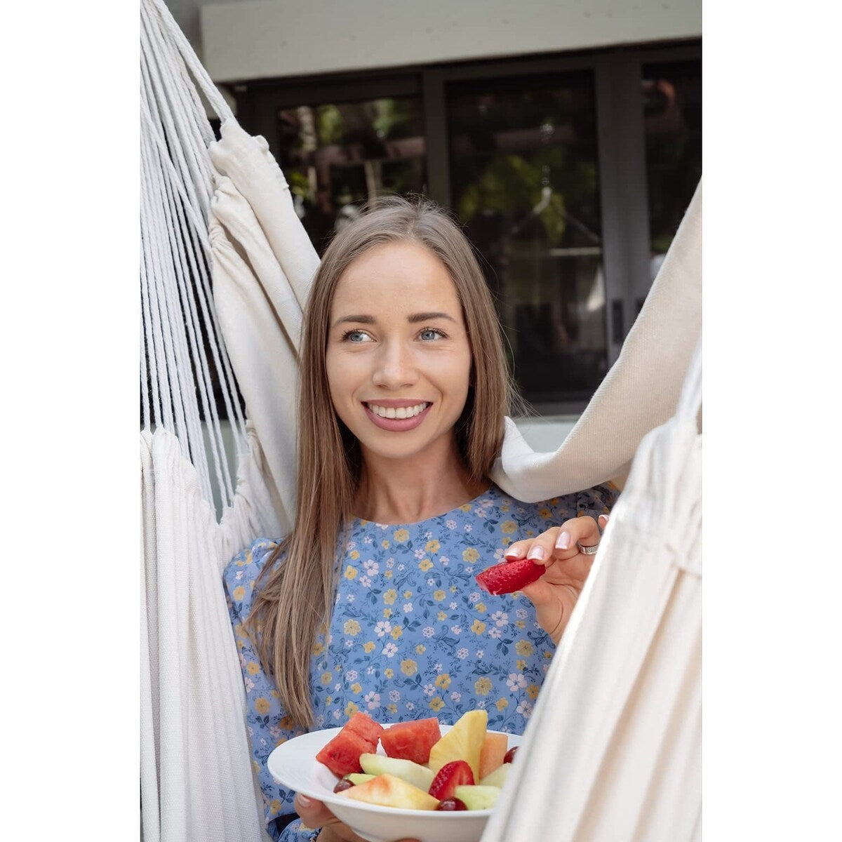 Hammock Chair Swing Indoor Hammock for Bedroom - Max 500 Lbs－Steel Spreader Bar with Anti-Slip Rings-Indoor&Outdoor