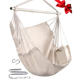 Hammock Chair Swing Indoor Hammock for Bedroom - Max 500 Lbs－Steel Spreader Bar with Anti-Slip Rings-Indoor&Outdoor