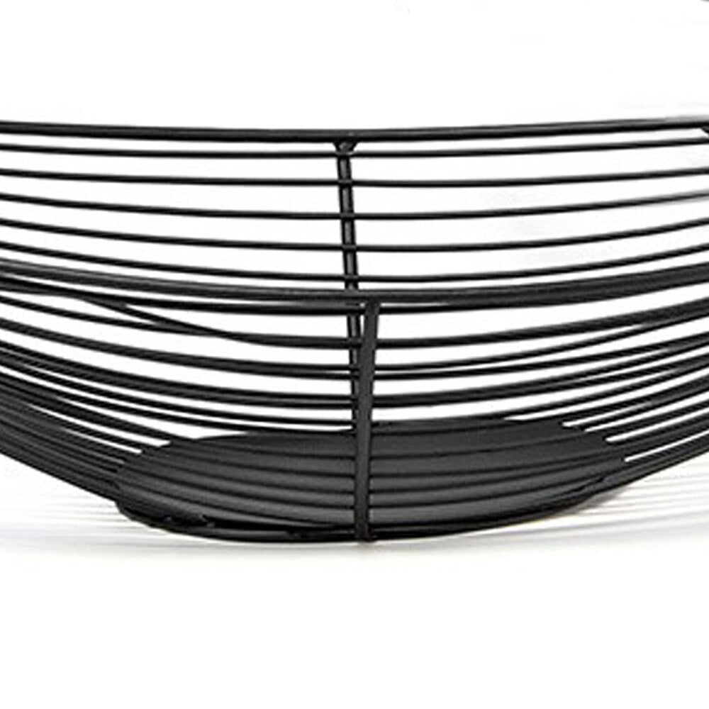 Hammock Designed Decorative Iron Tray Set with Solid Base, Black