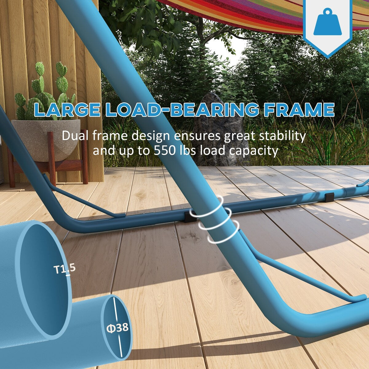 Hammock Stand for 2 Person, Portable Adjustable Steel Frame Hammock Stand with Weather Resistant Finish
