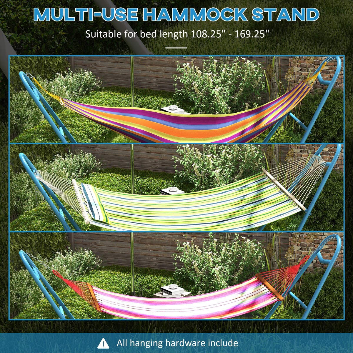 Hammock Stand for 2 Person, Portable Adjustable Steel Frame Hammock Stand with Weather Resistant Finish
