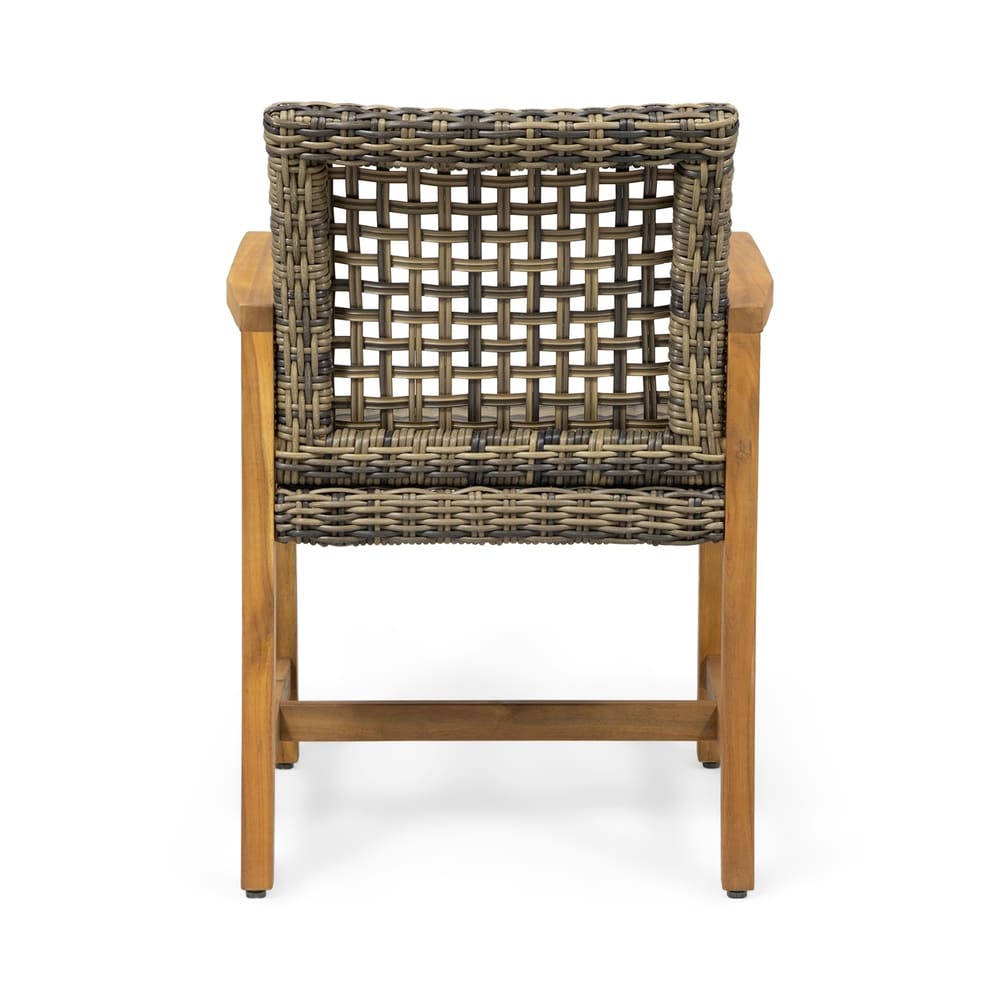 Hampton Outdoor Acacia Wood and Wicker Dining Chair (Set of 2) by Christopher Knight Home
