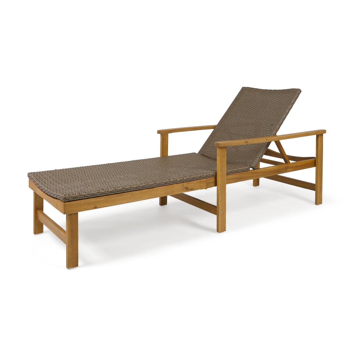 Hampton Outdoor Rustic Acacia Wood Chaise Lounge with Wicker Seating by Christopher Knight Home
