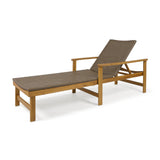 Hampton Outdoor Rustic Acacia Wood Chaise Lounge with Wicker Seating by Christopher Knight Home