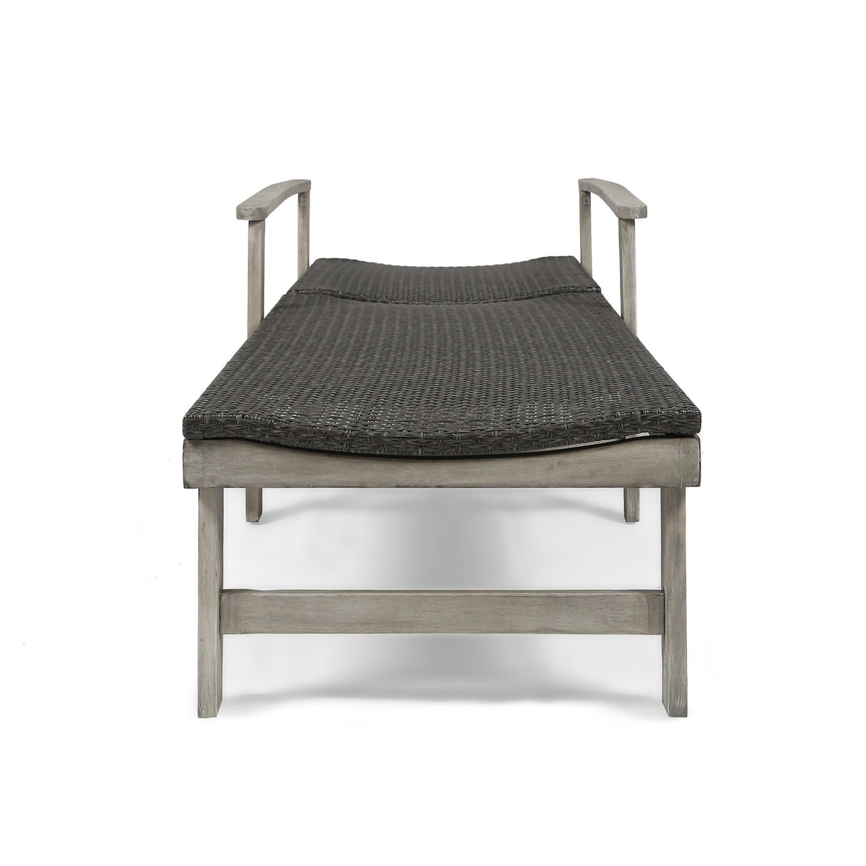 Hampton Outdoor Rustic Acacia Wood Chaise Lounge with Wicker Seating by Christopher Knight Home