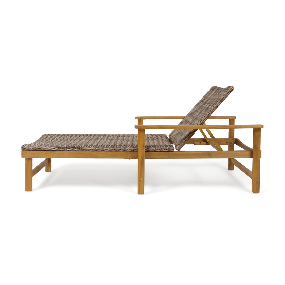 Hampton Outdoor Rustic Acacia Wood Chaise Lounge with Wicker Seating by Christopher Knight Home