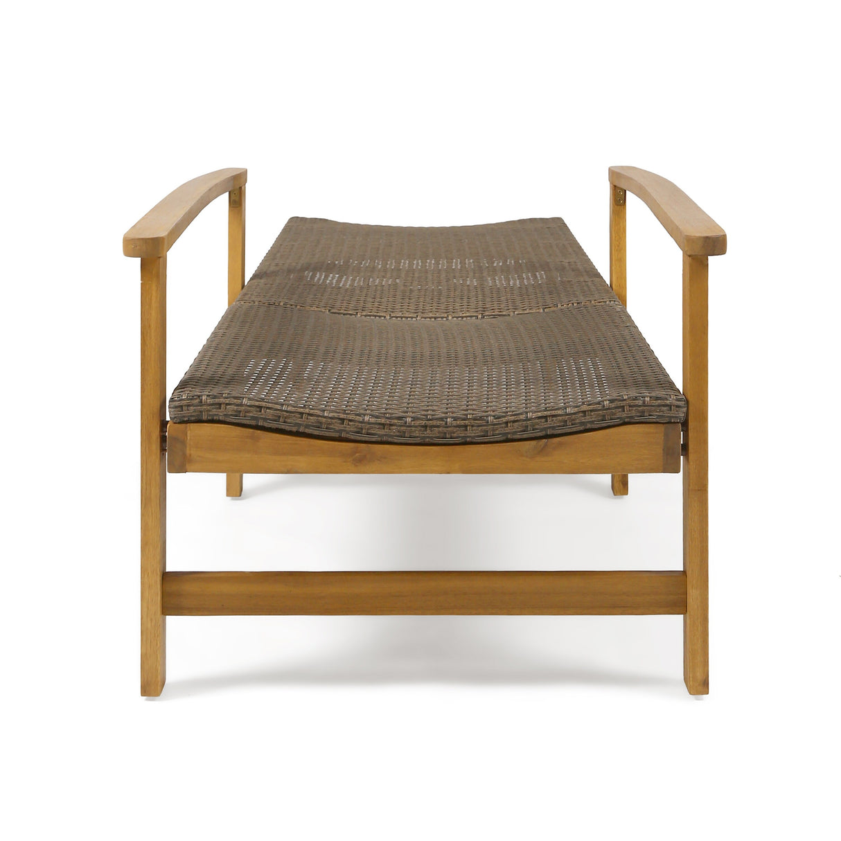 Hampton Outdoor Rustic Acacia Wood Chaise Lounge with Wicker Seating by Christopher Knight Home