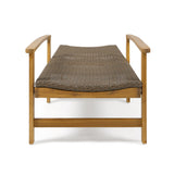 Hampton Outdoor Rustic Acacia Wood Chaise Lounge with Wicker Seating by Christopher Knight Home
