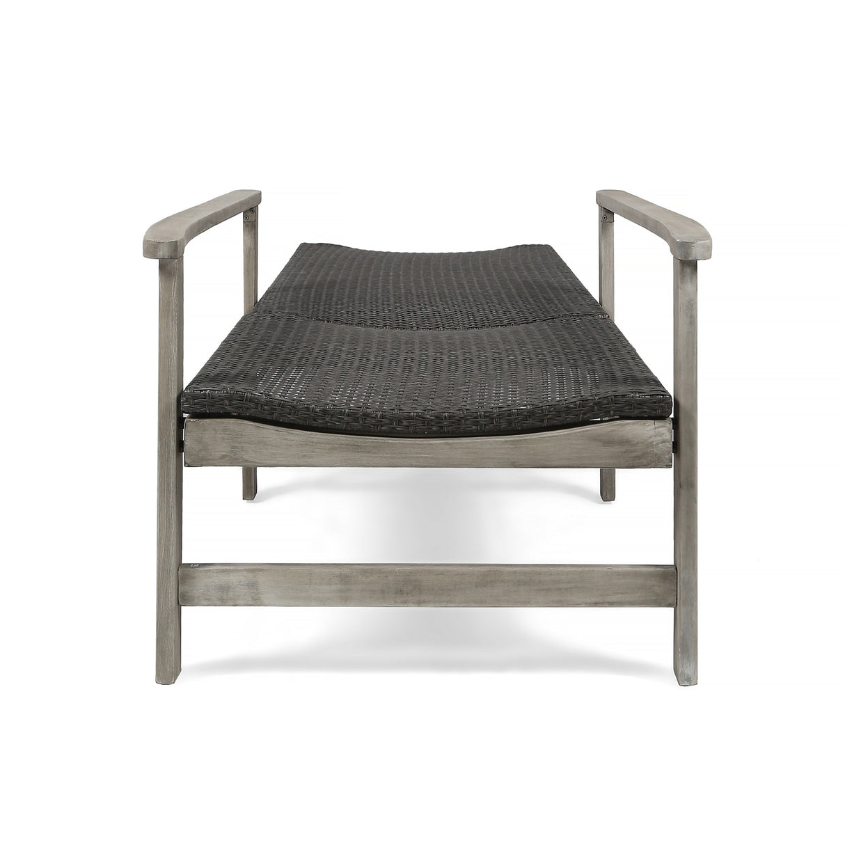 Hampton Outdoor Rustic Acacia Wood Chaise Lounge with Wicker Seating by Christopher Knight Home