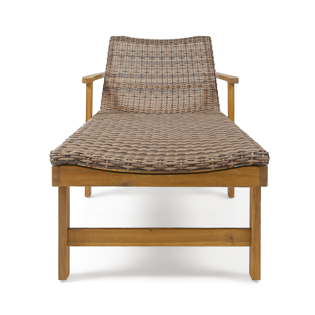 Hampton Outdoor Rustic Acacia Wood Chaise Lounge with Wicker Seating by Christopher Knight Home