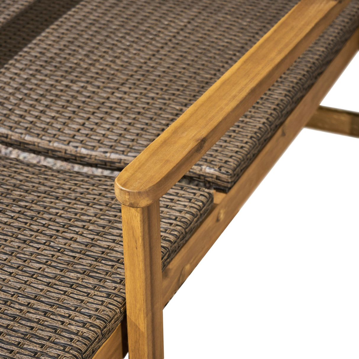 Hampton Outdoor Rustic Acacia Wood Chaise Lounge with Wicker Seating by Christopher Knight Home