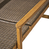 Hampton Outdoor Rustic Acacia Wood Chaise Lounge with Wicker Seating by Christopher Knight Home