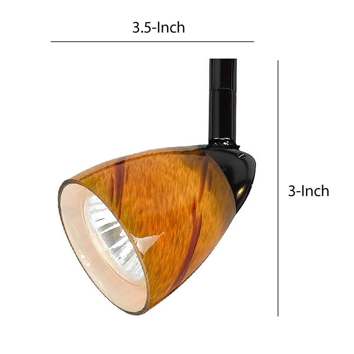 Hand Blown Glass Shade Track Light Head with Metal Frame, Yellow and Black