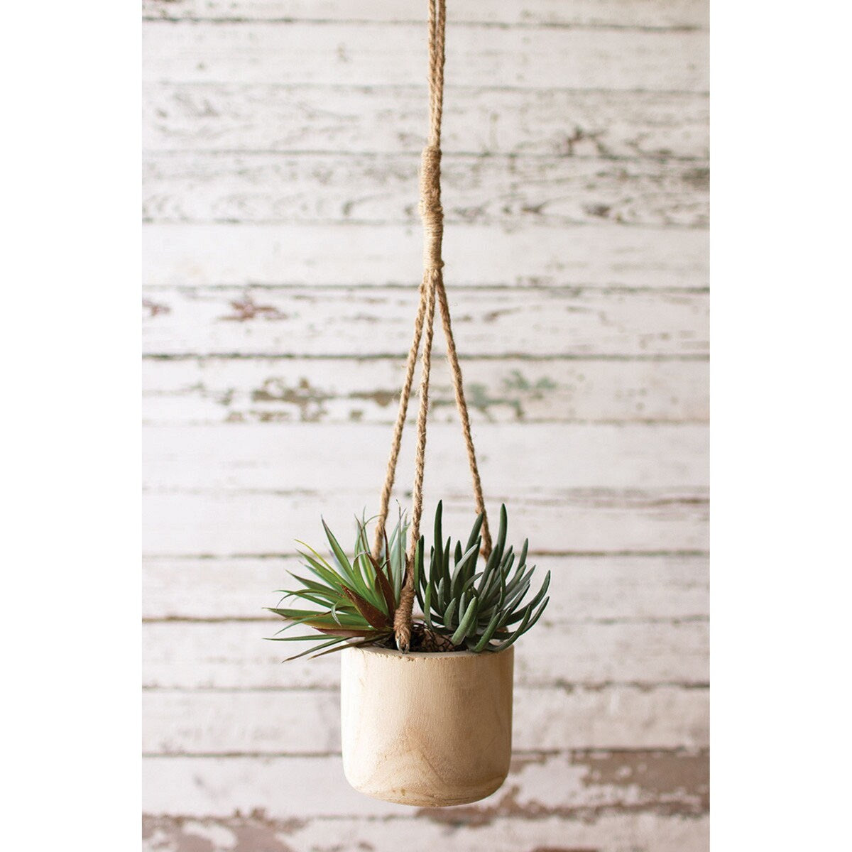 Hand Carved Hanging Wooden Vase For Home Decor - Exact Size