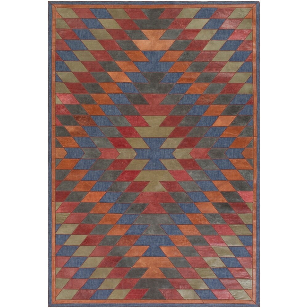 Hand-Crafted Burma Leather/Cotton Area Rug - 8' x 10' - 8' x 10'