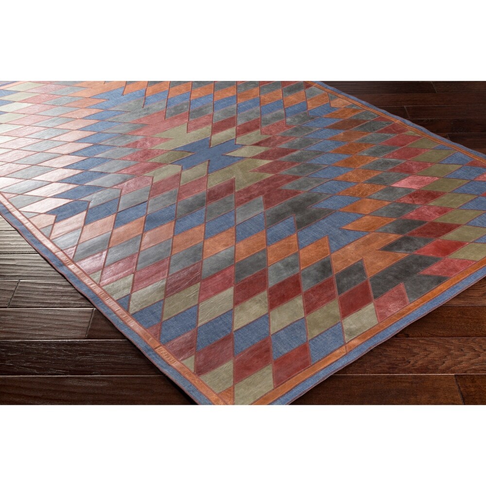 Hand-Crafted Burma Leather/Cotton Area Rug - 8' x 10' - 8' x 10'