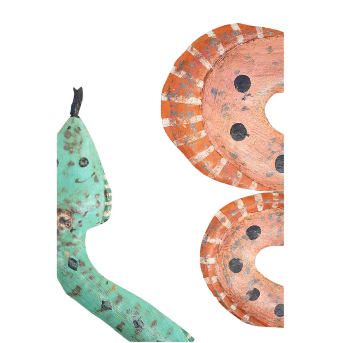 Hand Hammered Wall Hanging Recycled Metal Snakes, 29" - Set of 2