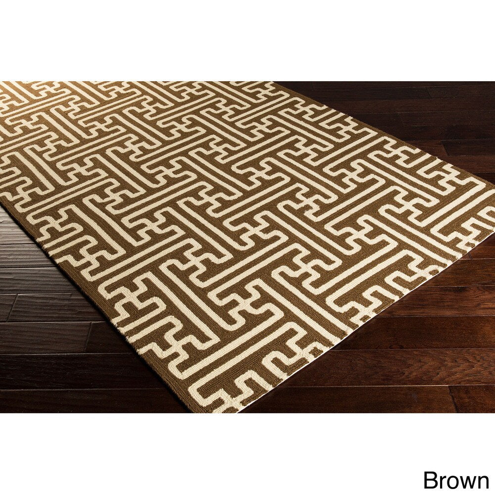 Hand-Hooked Gwyneth Contemporary Geometric Indoor/Outdoor Area Rug