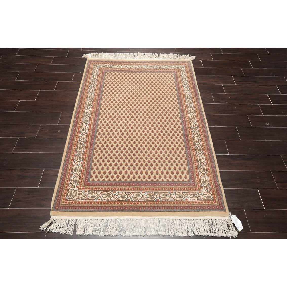 Hand Knotted 150 KPSI Beige Wool Traditional Oriental Area Rug (4x6) - 4' 1'' x 5' 11''