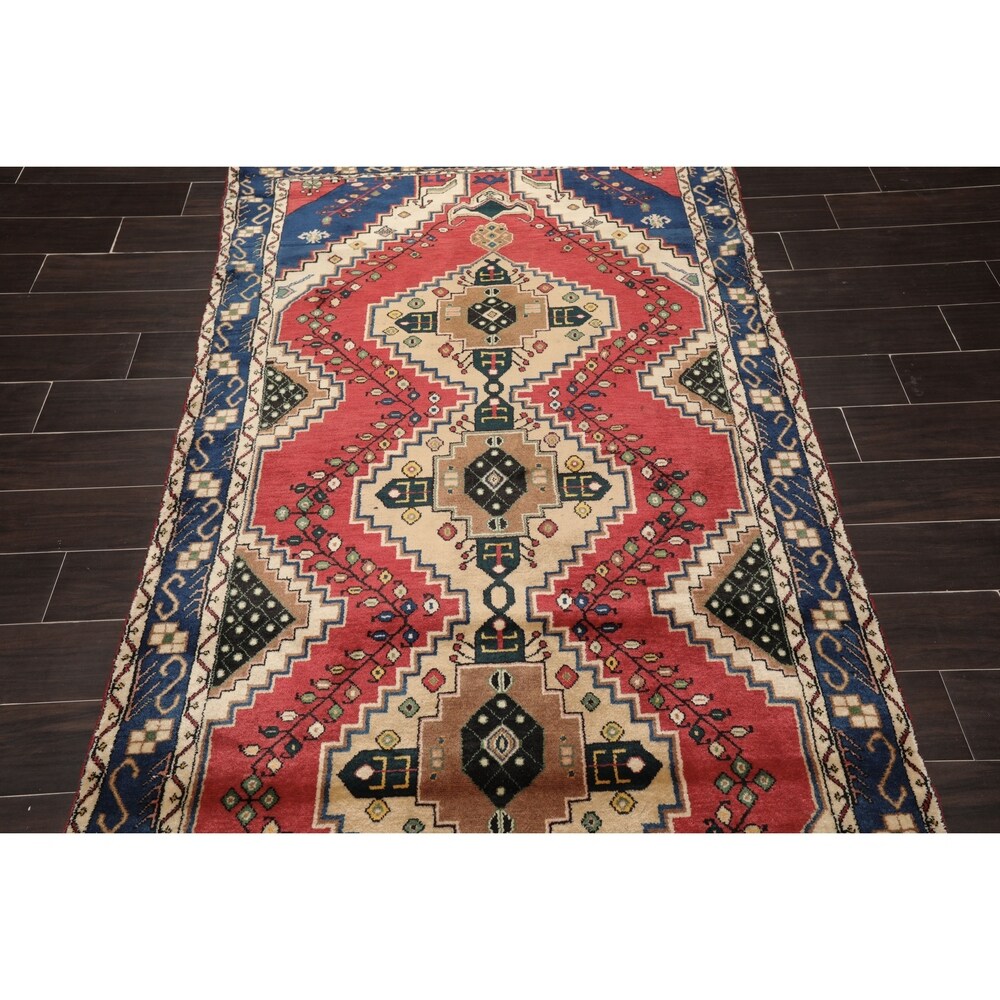 Hand Knotted 200 KPSI Ivory,Rose Wool Persian Oriental Area Rug (4'3''x7'7'') - 4'3" x 6'7"