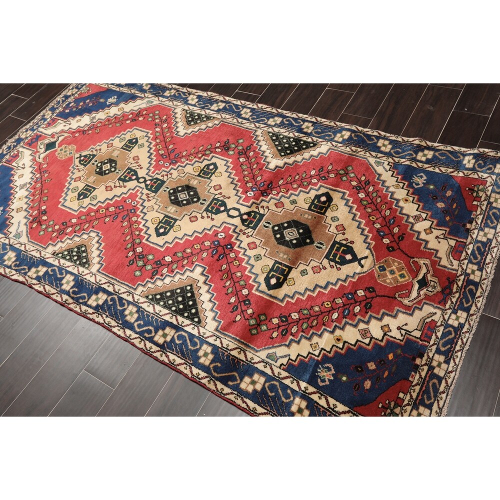 Hand Knotted 200 KPSI Ivory,Rose Wool Persian Oriental Area Rug (4'3''x7'7'') - 4'3" x 6'7"