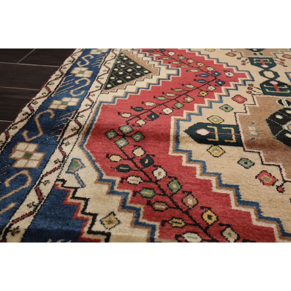 Hand Knotted 200 KPSI Ivory,Rose Wool Persian Oriental Area Rug (4'3''x7'7'') - 4'3" x 6'7"