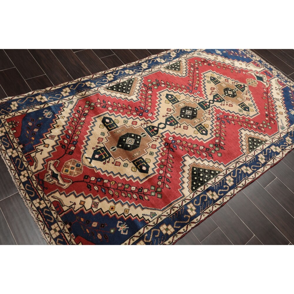 Hand Knotted 200 KPSI Ivory,Rose Wool Persian Oriental Area Rug (4'3''x7'7'') - 4'3" x 6'7"