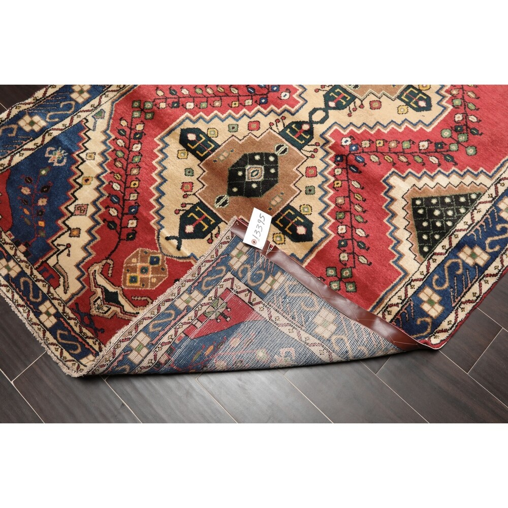 Hand Knotted 200 KPSI Ivory,Rose Wool Persian Oriental Area Rug (4'3''x7'7'') - 4'3" x 6'7"