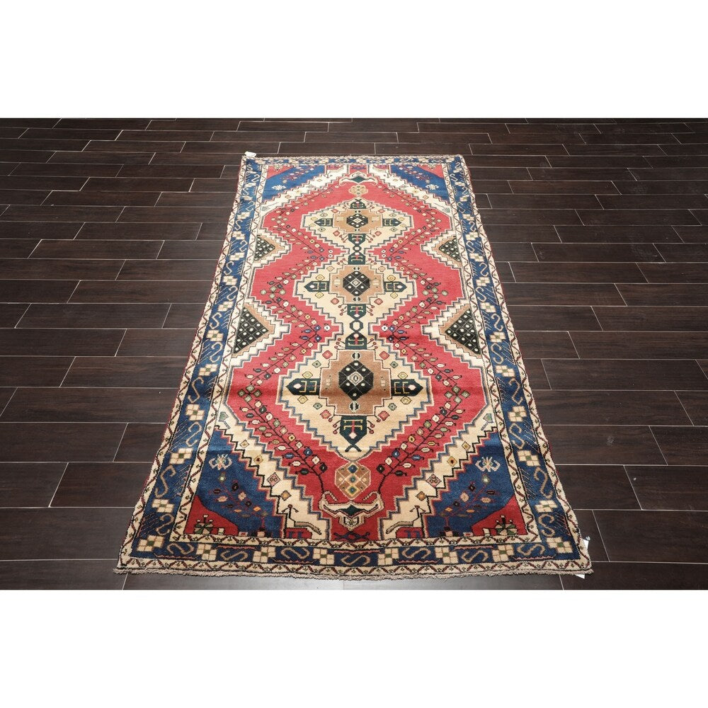 Hand Knotted 200 KPSI Ivory,Rose Wool Persian Oriental Area Rug (4'3''x7'7'') - 4'3" x 6'7"