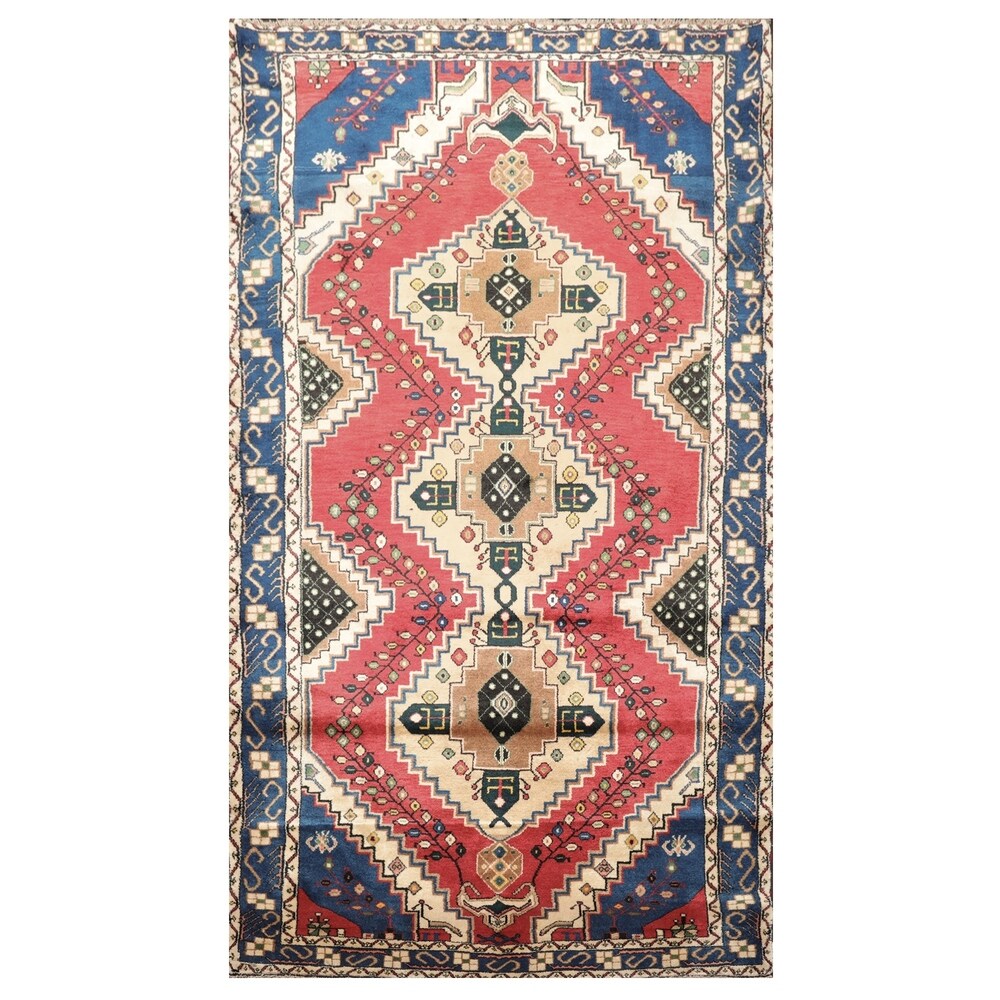 Hand Knotted 200 KPSI Ivory,Rose Wool Persian Oriental Area Rug (4'3''x7'7'') - 4'3" x 6'7"