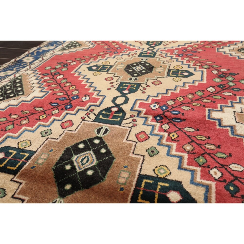 Hand Knotted 200 KPSI Ivory,Rose Wool Persian Oriental Area Rug (4'3''x7'7'') - 4'3" x 6'7"