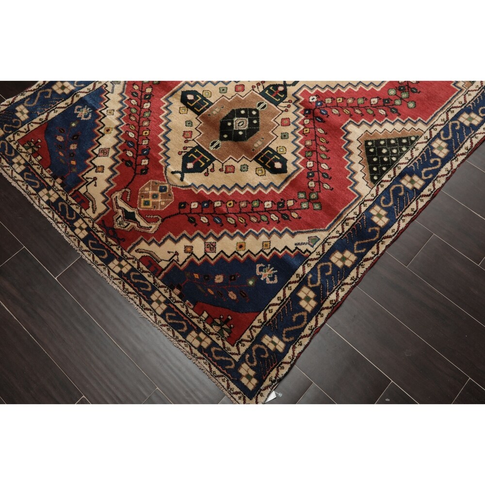 Hand Knotted 200 KPSI Ivory,Rose Wool Persian Oriental Area Rug (4'3''x7'7'') - 4'3" x 6'7"