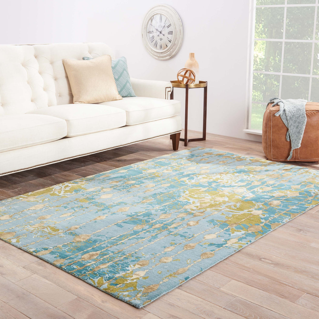 Hand-Knotted Abstract Blue Area Rug