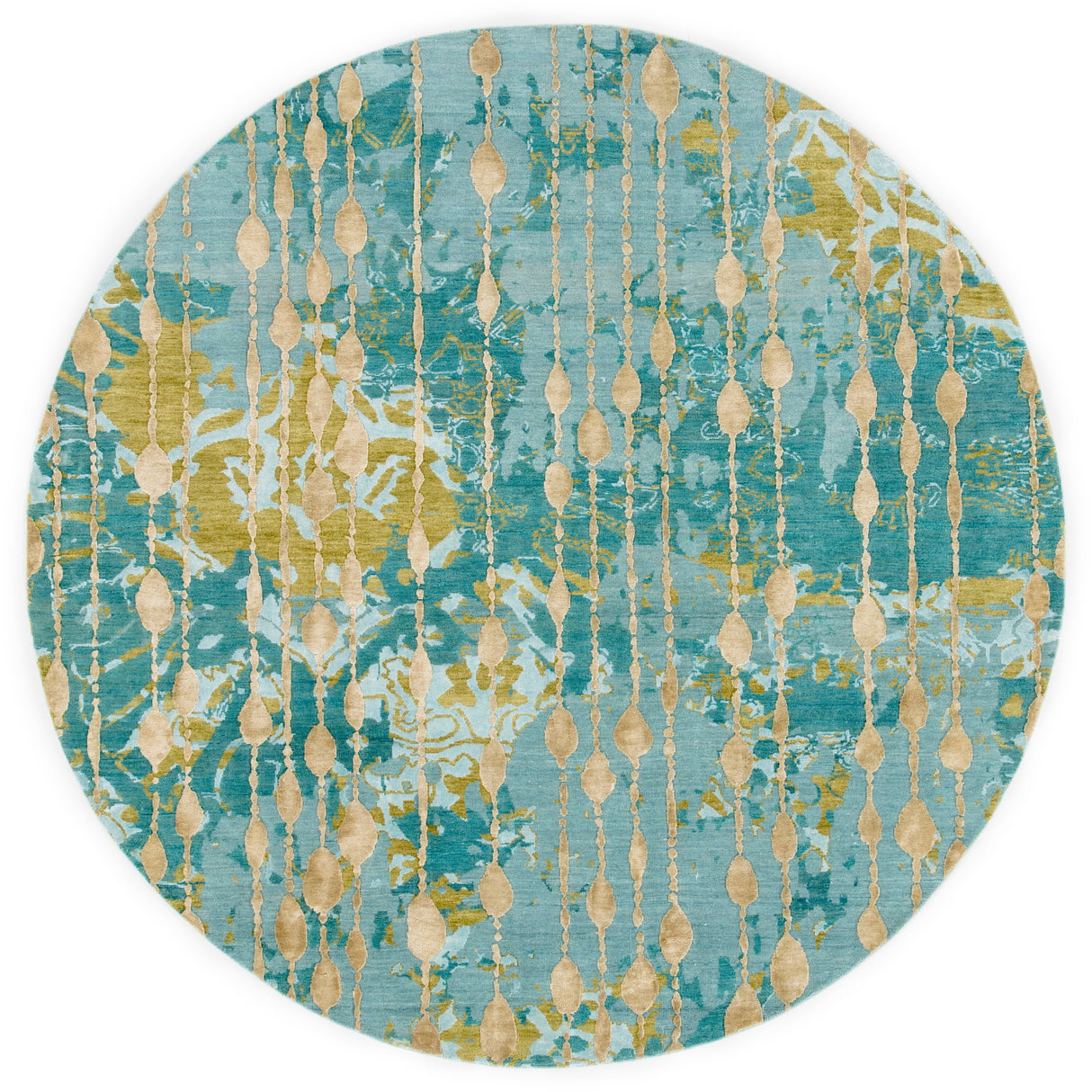 Hand-Knotted Abstract Blue Area Rug
