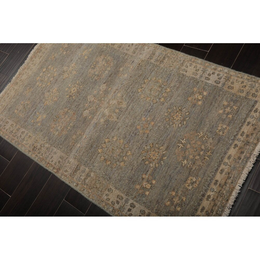 Hand Knotted Afghan Oushak Mint Wool Traditional Oriental Area Rug - 3' x 5'