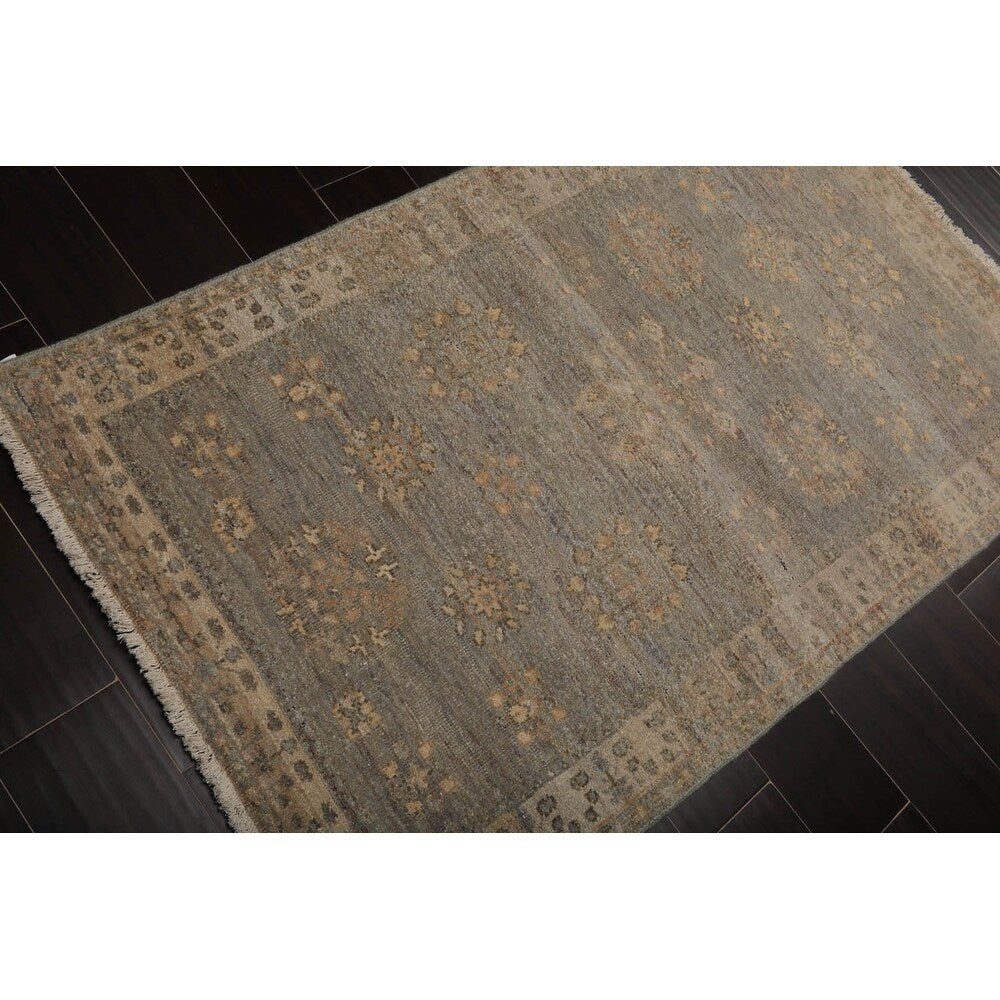 Hand Knotted Afghan Oushak Mint Wool Traditional Oriental Area Rug - 3' x 5'