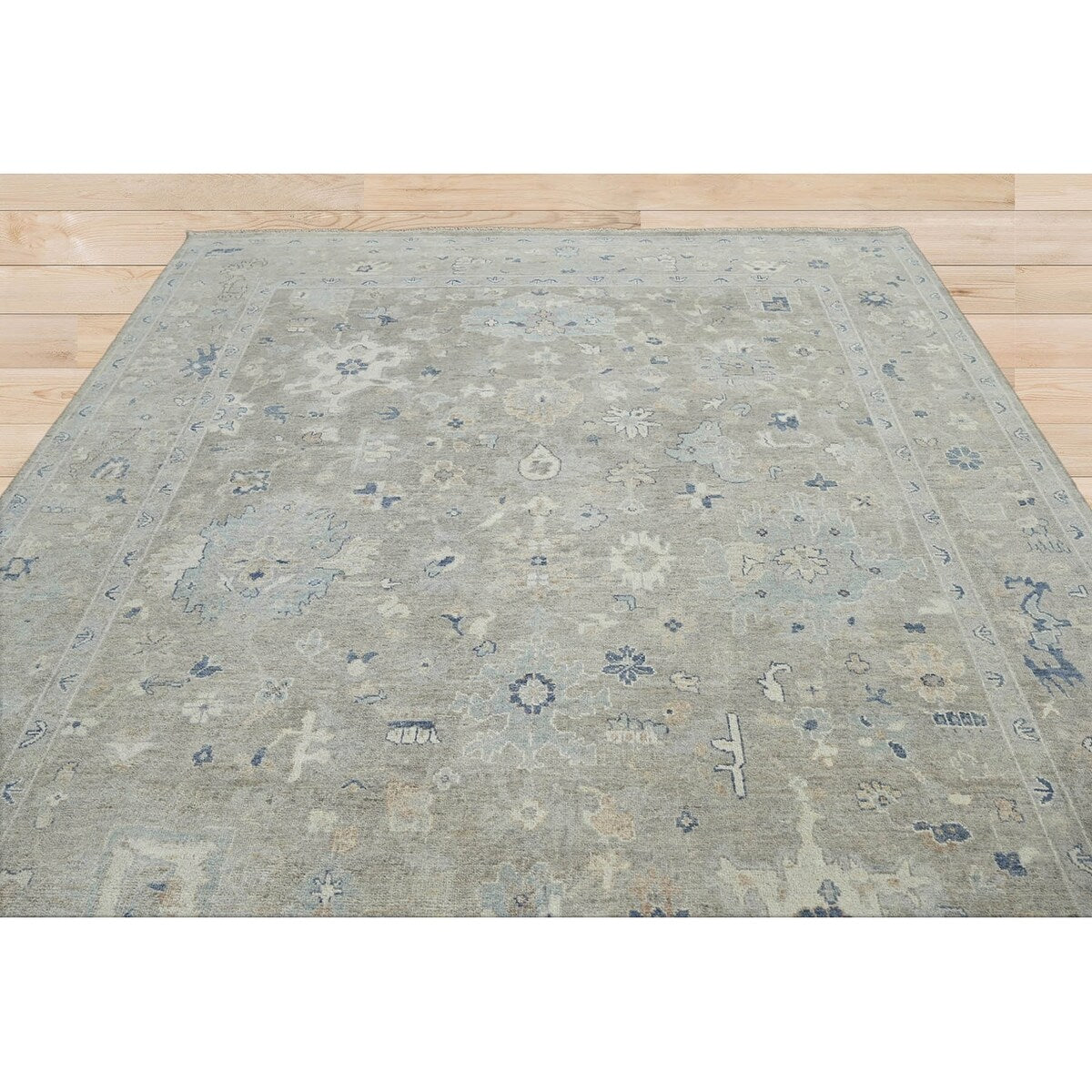 Hand Knotted Afghan Oushak Wool Traditional Oriental Area Rug Gray