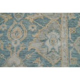 Hand Knotted Aqua Turkish Oushak Wool Transitional Oriental Area Rug - 9' x 12' 1''