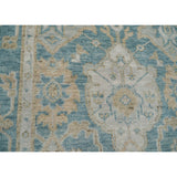 Hand Knotted Aqua Turkish Oushak Wool Transitional Oriental Area Rug - 9' x 12' 1''