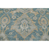 Hand Knotted Aqua Turkish Oushak Wool Transitional Oriental Area Rug - 9' x 12' 1''