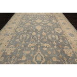 Hand Knotted Ash Gray Turkish Oushak Wool Traditional Oriental Rug - 9' 8'' x 13' 7'' - 9' 8'' x 13' 7''