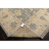 Hand Knotted Ash Gray Turkish Oushak Wool Traditional Oriental Rug - 9' 8'' x 13' 7'' - 9' 8'' x 13' 7''